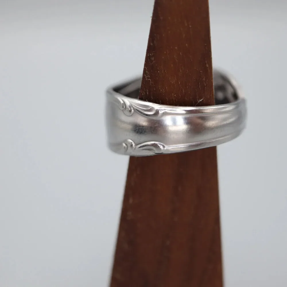 Clean Element Size 11 Spoon Ring Stainless Steel Polished Vintage Water Waves
